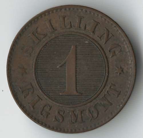 1872 Denmark 1 Skilling Rigsmont