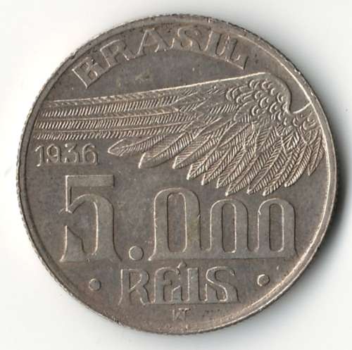 1936 Brazil 5000 Reis *silver