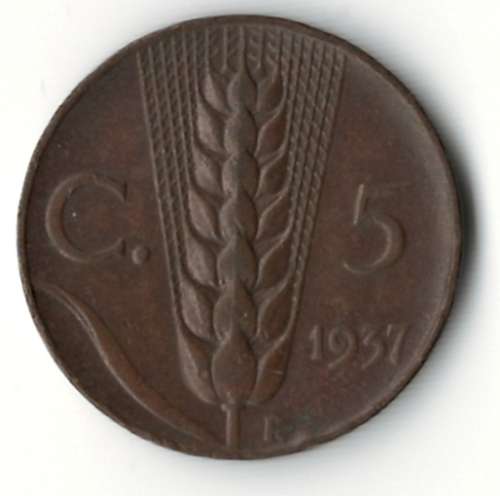 1937 Italy 5 Centesimi *key date