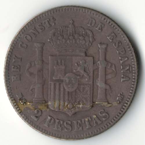 1881 Spain 2 Pesetas *silver