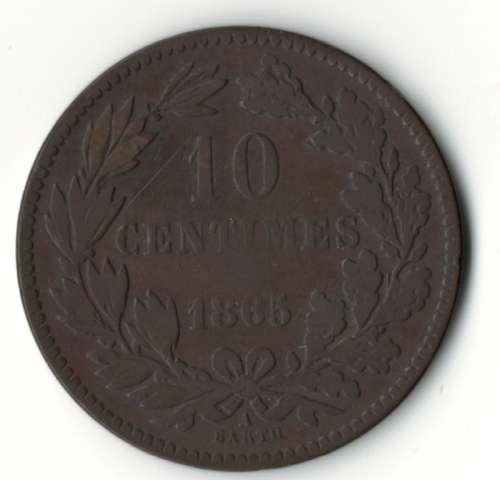 1865A Luxembourg 10 Centimes