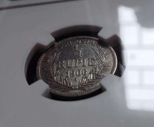 1906A German East Africa 1/4 Rupee NGC AU50