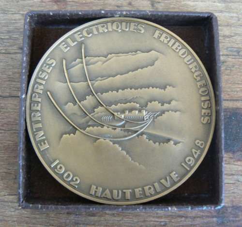 1948 Switzerland Huguenin medallion: Inauguration of Bossons Dam