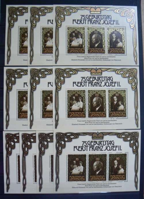 1981 Liechtenstein minisheets x15 Frans Josef II - 10 MNH & 5 officially cancelled