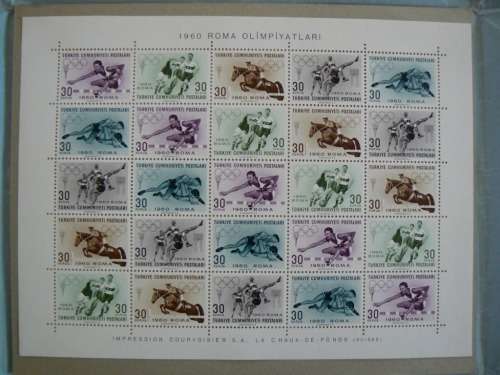 1960 Turkey Rome Olympics sheet of 25 MNH - CV $20