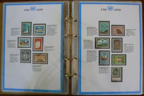 United Nations full set of Geneva MNH stamps 1979-1983 + 1986 in official German info folder