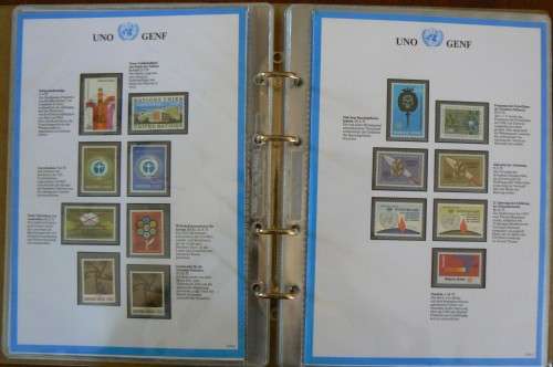 United Nations full set of Geneva MNH stamps 1979-1983 + 1986 in official German info folder