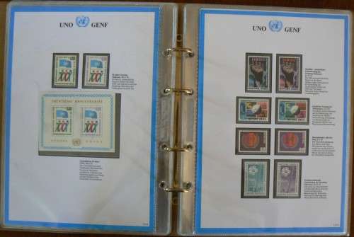 United Nations full set of Geneva MNH stamps 1979-1983 + 1986 in official German info folder