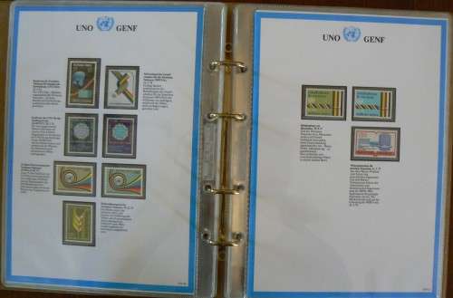 United Nations full set of Geneva MNH stamps 1979-1983 + 1986 in official German info folder