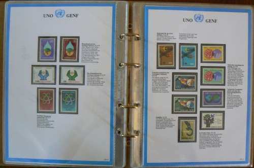 United Nations full set of Geneva MNH stamps 1979-1983 + 1986 in official German info folder