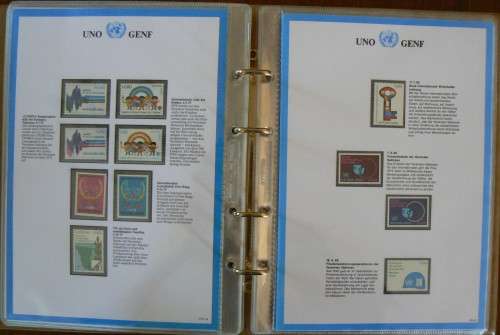 United Nations full set of Geneva MNH stamps 1979-1983 + 1986 in official German info folder