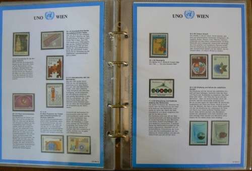 United Nations full set of Vienna MNH stamps 1979-1984 + 1986, 1987 in official German info folder