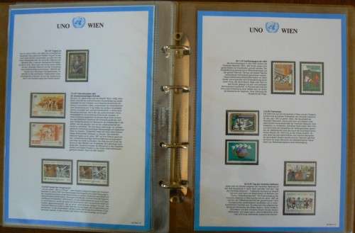 United Nations full set of Vienna MNH stamps 1979-1984 + 1986, 1987 in official German info folder