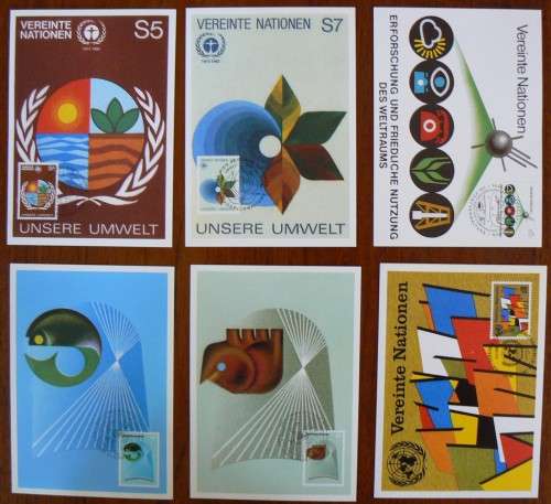 United Nations Vienna full set of 29 official stamp info cards 1979-1982
