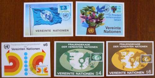 United Nations Vienna full set of 29 official stamp info cards 1979-1982