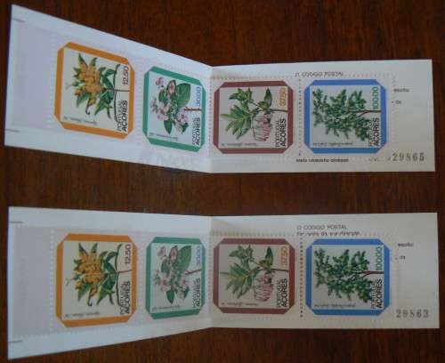 1983 Flowers of Azores booklet of 4 MNH stamps - Printing Error