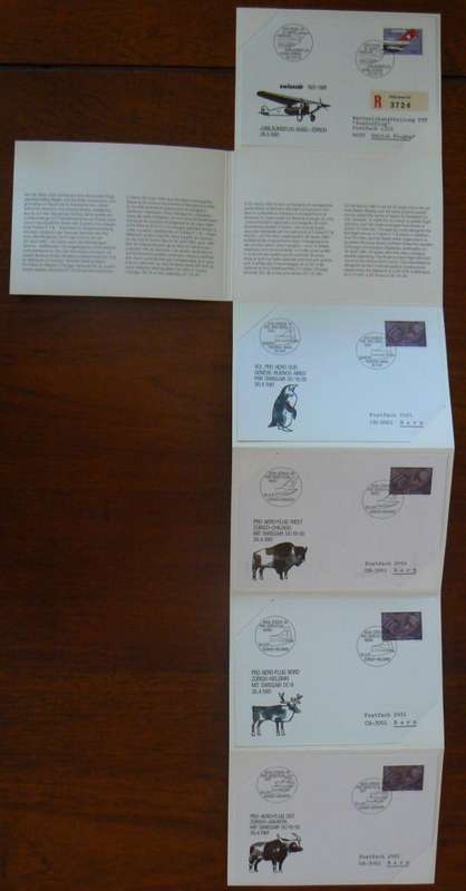 Switzerland 1981 Pro Aero Swissair foldout booklet with 5 FDCs