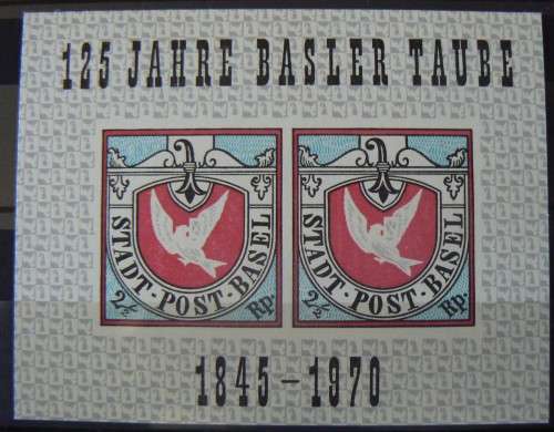 1970 Switzerland 125 Years of the Basel Dove (Basler Taube) private souvenir block