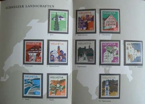 Switzerland 1973-1984 PTT Souvenir German booklet villages and folk customs with 21 MNH stamps