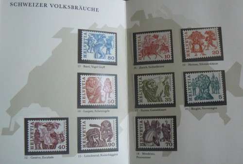 Switzerland 1973-1984 PTT Souvenir German booklet villages and folk customs with 21 MNH stamps