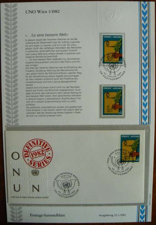 United Nations in Vienna lot of 7 collector`s first day sheets 1981 and 1982