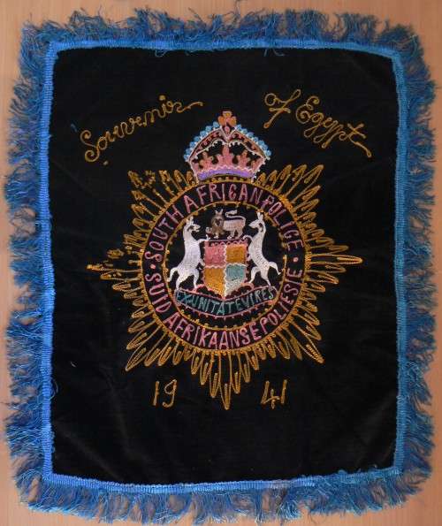 WW2 SA Police Souvenir of Egypt 1941 hand-embroidered cloth - 2 of 2