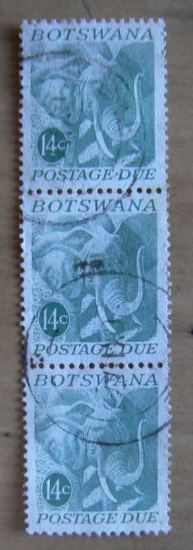 Botswana 1971 postage due 14c strip of 3, used
