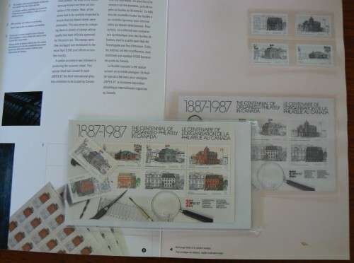 Canada 1987 info folder Centennial of Organized Philately 4 MNH stamps + souvenir sheet CAPEX 87