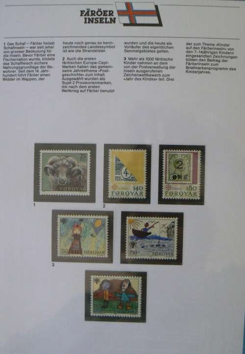 Faroe Islands near-complete set of MNH stamps 1975-1987 in German info folder CV$250+