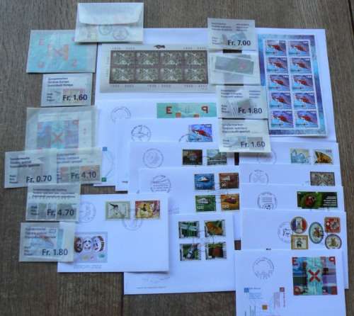 Switzerland 2002 lot of 21 officially cancelled stamps, sheets & blocks + FDCs - CV$350+