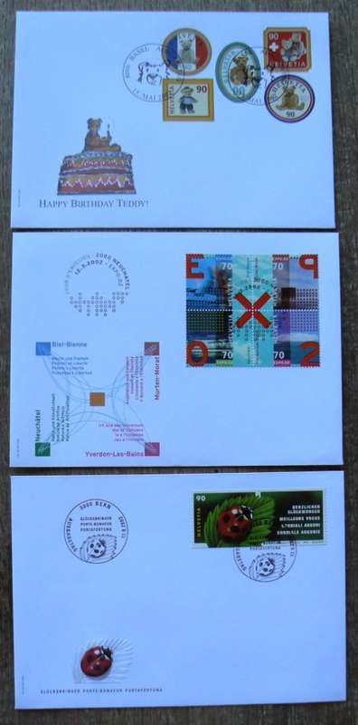 Switzerland 2002 lot of 21 officially cancelled stamps, sheets & blocks + FDCs - CV$350+