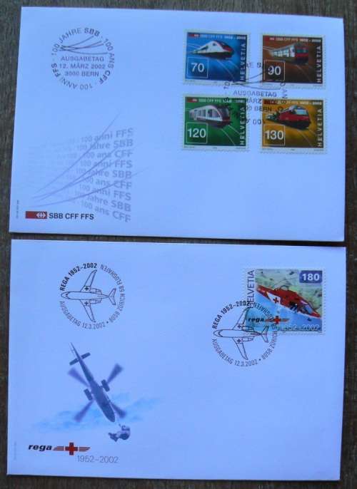 Switzerland 2002 lot of 21 officially cancelled stamps, sheets & blocks + FDCs - CV$350+