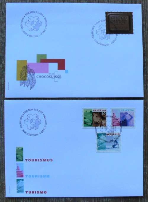 Switzerland 2001 lot of 30 officially cancelled stamps and sheet of 8 + blocks + 13 FDCs, CV$220+