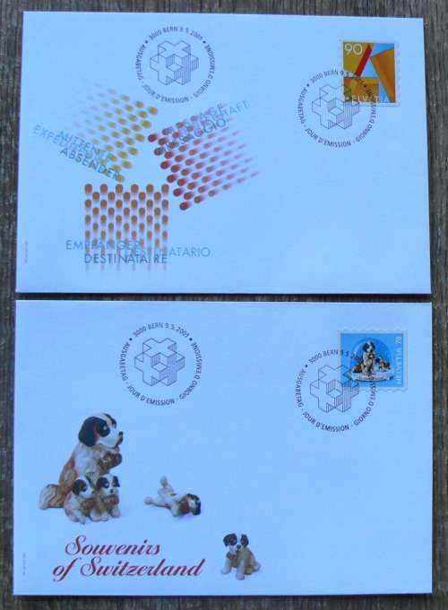 Switzerland 2001 lot of 30 officially cancelled stamps and sheet of 8 + blocks + 13 FDCs, CV$220+