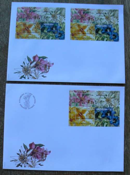 Switzerland 2001 lot of 30 officially cancelled stamps and sheet of 8 + blocks + 13 FDCs, CV$220+