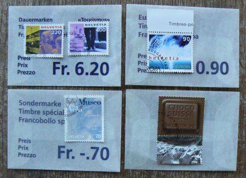 Switzerland 2001 lot of 30 officially cancelled stamps and sheet of 8 + blocks + 13 FDCs, CV$220+