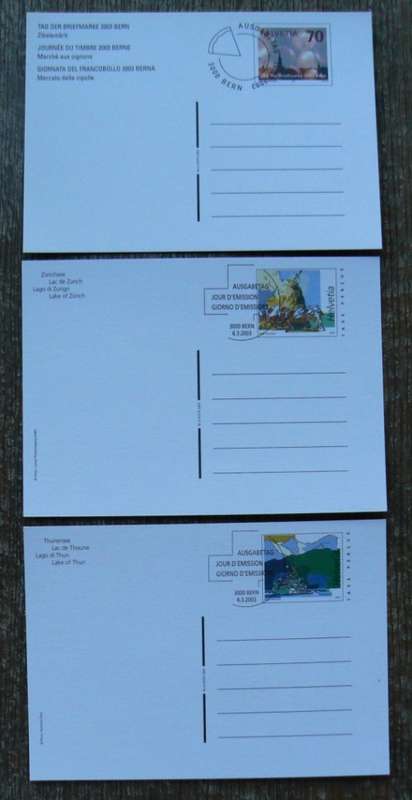 Switzerland 2003 lot of 33 officially cancelled stamps, blocks & sheets, 21FDCs, 5 postcards + extra