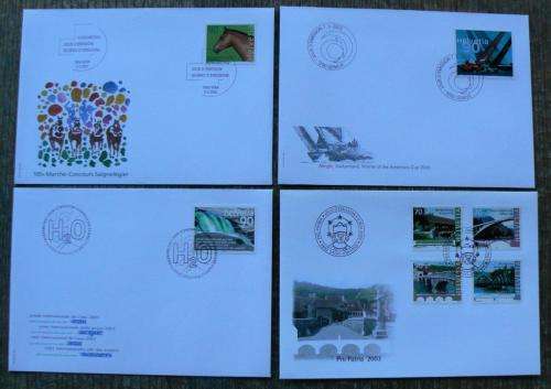Switzerland 2003 lot of 33 officially cancelled stamps, blocks & sheets, 21FDCs, 5 postcards + extra