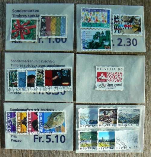 Switzerland 1998 lot of 29 officially cancelled stamps + 3 blocks, booklet & sheet of 8 - CV$90+