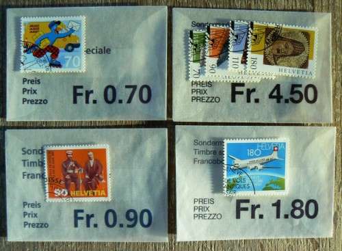 Switzerland 1997 lot of 28 officially cancelled stamps + 2 sheets of 8 + 1 block of 4 - CV$150