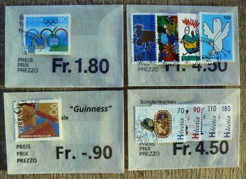 Switzerland 1996 lot of 26 officially cancelled stamps + block of 4 + booklet - CV$70+