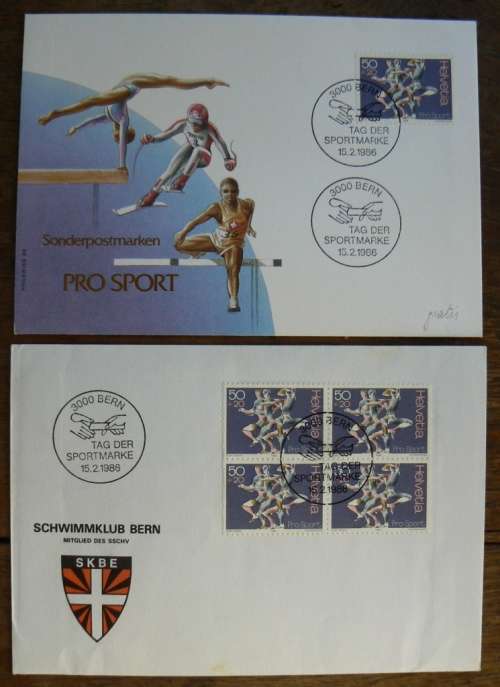 Switzerland 1986 Pro Sport Sport Day / Tag Der Sportmarke 2 covers