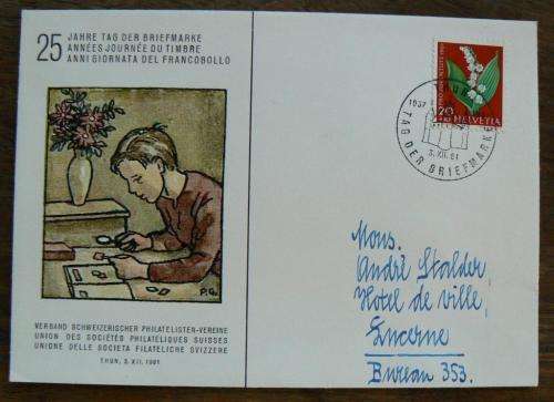 Switzerland 1961 Stamp Day / Tag der Briefmarke cover Thun