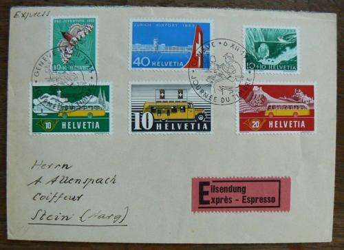 Switzerland 1953 Stamp Day / Journee du Timbre express cover Geneve to Stein