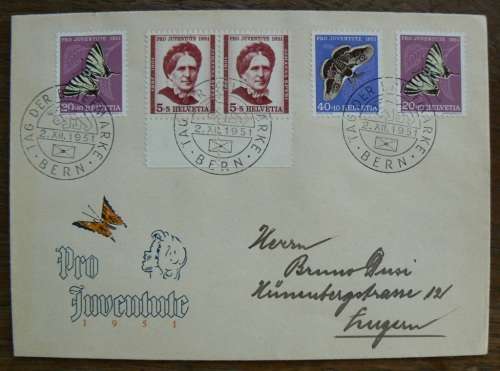 Switzerland 1951 Stamp Day / Tag der Briefmarke cover Pro Juventute cachet
