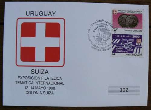 Uruguay Switzerland 1998 special numbered exhibition covers (x3)