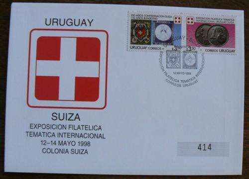Uruguay Switzerland 1998 special numbered exhibition covers (x3)