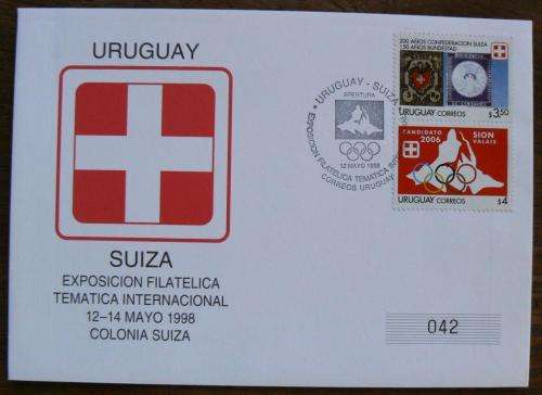 Uruguay Switzerland 1998 special numbered exhibition covers (x3)