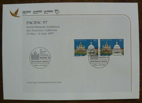 Switzerland 1997 special issue souvenir card only issued at Pacific 97 exhibition in the USA