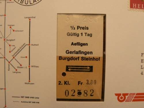Switzerland 1995 special issue cover Bahnpost with ticket stub & Pro Patria 1972 pair